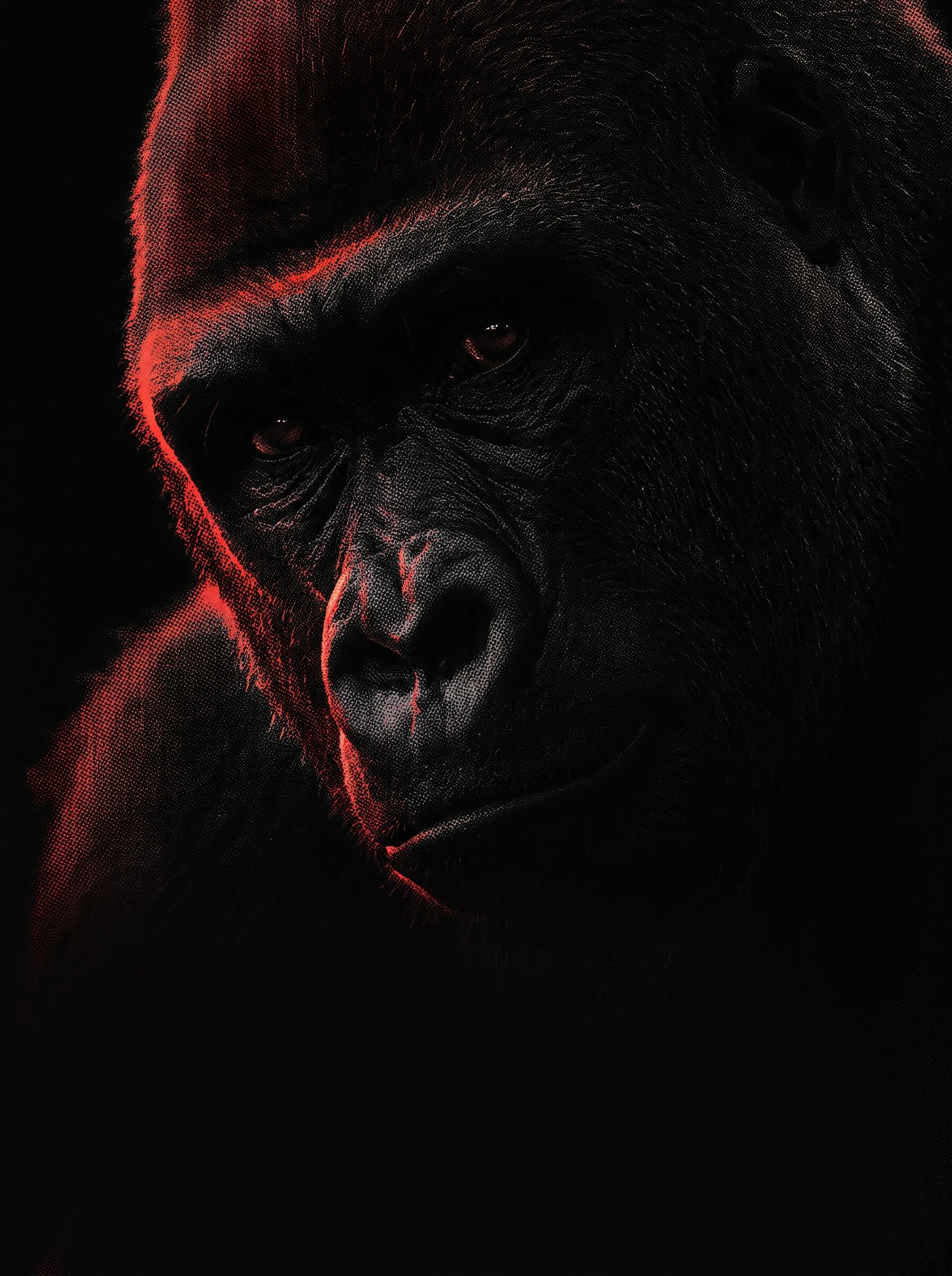 FERAL gorilla in red light